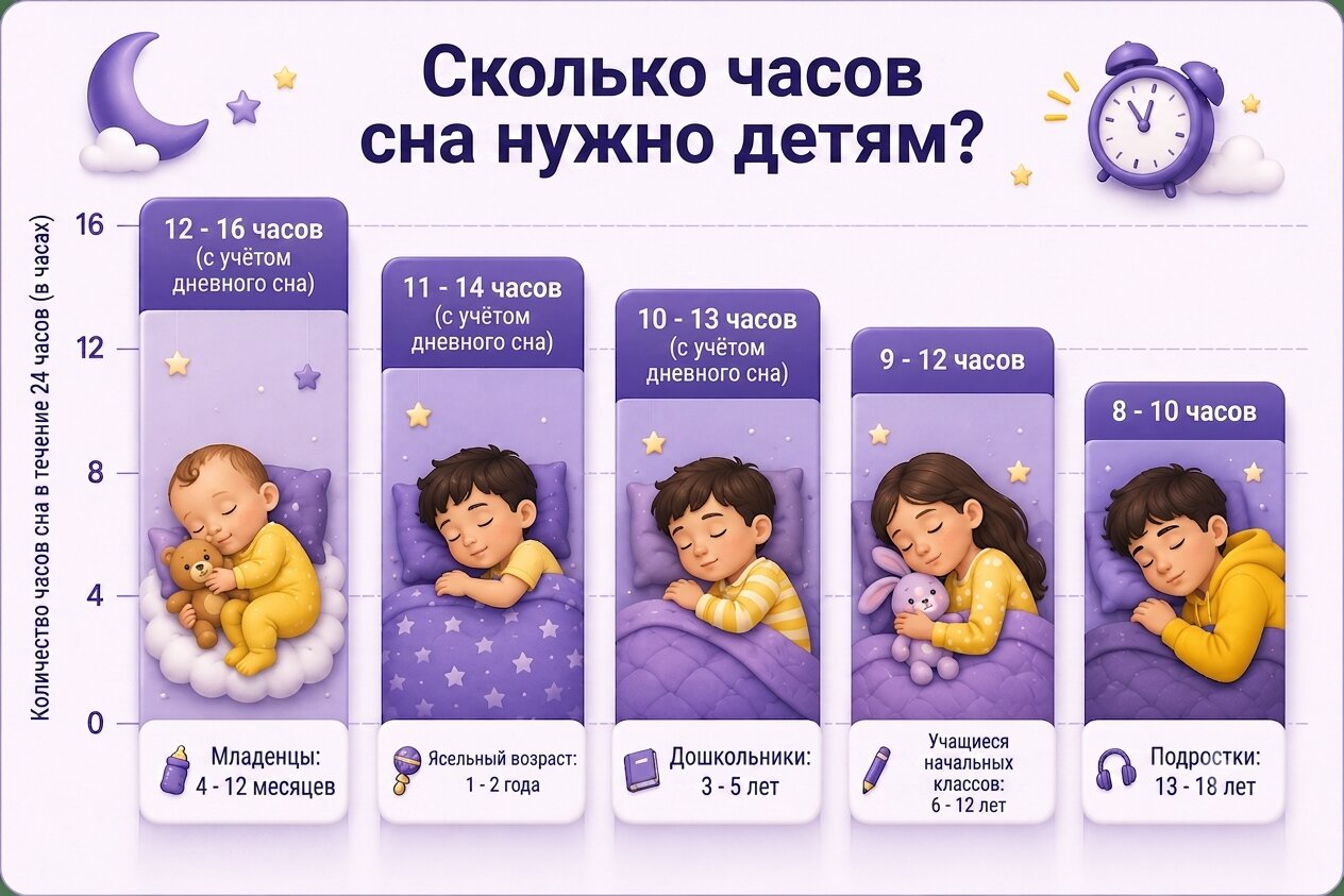 «Подросткам нужно больше сна»: педиатры объяснили, сколько должны спать дети 2 «Подросткам нужно больше сна»: педиатры объяснили, сколько должны спать дети